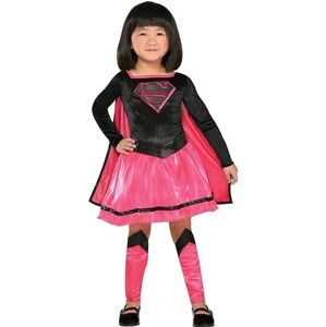 Superhero Kids Costume in Black and Pink